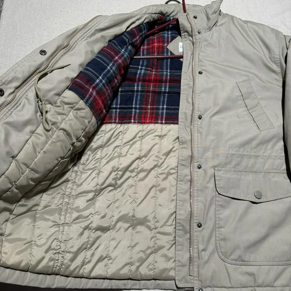 Cabin Creek Barn Field Jacket Beige Flannel Lined Pockets Full Zip Womens Small - Picture 4 of 10